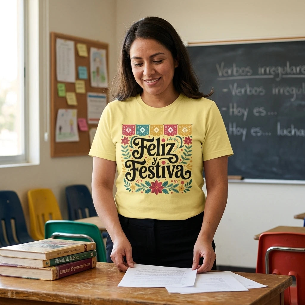 Feliz y Festiva | Create an ultra-photorealistic commercial back to school photograph featuring the provided image as the sole and definitive reference for the product’s appearan
